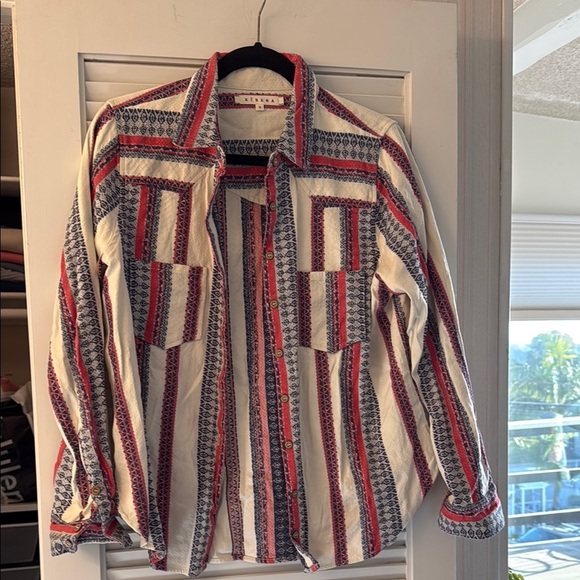 XiRENA Red and Blue Casual Button Down Shirt - Picture 1 of 1